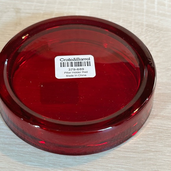 Set of 5 Crate & Barrel Glass Pillar Holders in Red - Picture 2 of 4